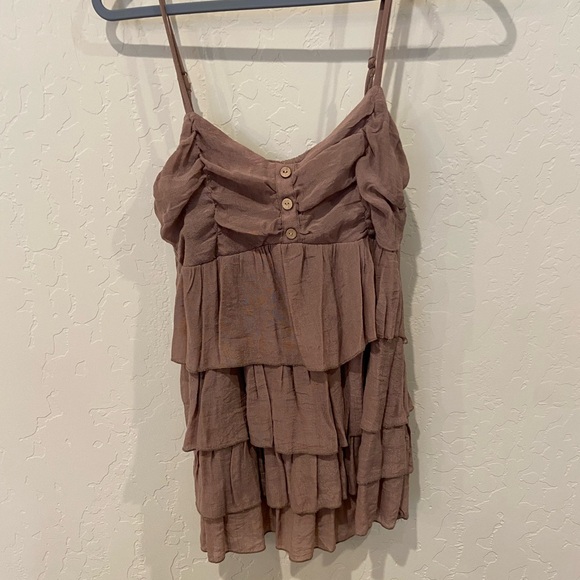 mine | Tops | Ruffle Brown Tank Top | Poshmark